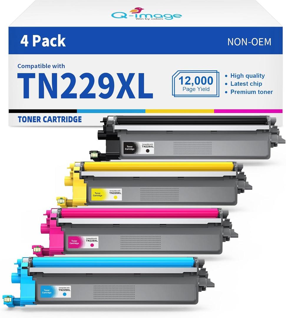 TN229XL Toner Cartridge Replacement for Brother TN229 XL TN-229XL Toner Cartridge work for Brother HL-L3220CW HL-L3280CDW HL-L3295CDW HL-L3300CDW MFC-L3720CDW HL-L8245CDW MFC-L8395CD Printers (4-Pack)