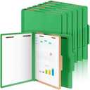 Skyygemm 12 Pcs Classification Folders Letter Size, 1 Divider Pressboard File Folders with 3.5 Inch Expansion, 2 Prongs Fastener, Heavy Duty Office File Organizers for Teachers, Medical (Green)