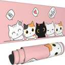 Pink Cute Kittens Cat Gaming Mouse Pad Large XL Girls Kawaii Desk Mat Long Extended Pads Big Mousepad for Home Office Decor Accessories