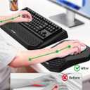 3-in-1 Ergonomic Keyboard Stand with Wrist Rest & Mouse Pad Set, Comfy Keyboard Riser Holder Soft Mousepad with Massage Design, Memory Foam and Non-Slip PU Base for Pain Relief, Black
