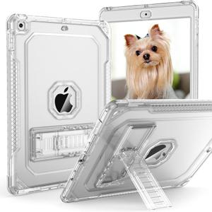 ZoneFoker iPad 9th Generation Case, Shockproof and Slim, Compatible with iPad 8th/7th Gen 10.2 inch 2021/2020/2019, Clear Dual-Layer Tablet Cover with Stand, Rugged Design