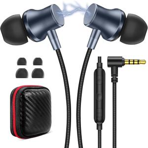 Wired Earbuds for School Chromebook Laptop PC, Noise Canceling Ear Buds with 3.5mm Plug in Audio Jack Microphone HiFi Stereo Wired Headphone Corded Earphone for Kindle Fire School Travel MP3, Blue