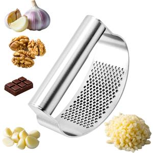 316 Stainless Steel Garlic Press Rocker, Ergonomic Garlic Crusher with Handle, Heavy Duty Dishwasher Safe Garlic Mincer, Rust Proof Kitchen Tool for Ginger, Herbs