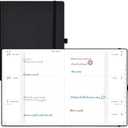 POPRUN Planner 2026-2027 (Large 8.5"x 10.5"), Horizontal Weekly Notebook Jul.2026 - Jun.2027, Academic Appointment Book with Monthly Tabs, Leather Hardcover, Inner Pocket - Black