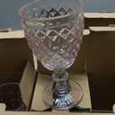 Lallisa 12 Pcs Pink Wine Glass Set Vintage Glassware Pink Goblets 8 oz Embossed Drinking Glass with Stem High Clear Stemmed Cups Goblet for Wedding Party Banquet Feast Bar, Daily Use