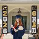 KMUYSL Graduation Decorations Class of 2026, Gold & Black Congrats Grad Banner Hanging Flags Porch Sign, 2026 Graduation Decorations Party Supplies for Any School Indoor/Outdoor Decor