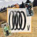 Hycline Mountain Bike Tires Set: 2-Pack 20/24/26x1.95 Inch Folding Replacement High-Density Bicycle Tires and Pair Inner Tubes with Tire Levers Compatible with MTB Off-Road Bike