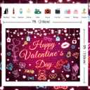 Happy Valentine's Day Backdrop 7x5FT Pink Neon Valentine's Day Photography Background Red Brick Wall Banner Valentines Party Decoration Supplies Photo Props