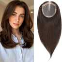 Hair Toppers for Women Real Human Hair 14 Inch No Bangs 70 Gram 100% Real Human Hair Toppers for Women with Thinning Hair 6x6 Hand-Tied Breathable Swiss Lace Base Blonde 4 Clips in Hair pieces,#4