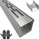 304 Stainless Steel Trench Drain Kit,Narrow Channel Drain with Grate & Coupling, Outdoor Drainage for Pool Deck/Yard/Driveway/Garage (1, Silver Gray, 3.3FT X 2IN X 2IN)