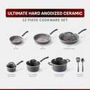 T-Fal Ultimate Hard Anodized 12-Piece Ceramic Nonstick Cookware Set, Oven Safe Up to 400F, Ceramic Pots and Pans Set, Frying Pans, Saucepan, Stockpot, Cooking Utensils, Stone
