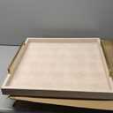 Ivory Shagreen Extra Large Ottoman Trays with Gold Handles 20x20, Faux Leather Large Coffee Table Tray for Living Room, Versatile Decorative Serving Tray (Ivory-Gold Handle, 20")