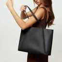 Apryl Laptop Tote Bag for Women 15.6 Inch - Large Work Bags with Zip Compartments - PU Leather Office Purse Computer Briefcase - Black