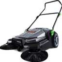 VEVOR Walk-Behind Hand Push Floor Sweeper, 25.6" Sweeping Width Floor Sweeper Manual Non-Electric, 5-Gallon Waste Container, Angle & Height Adjustable Folding Handle for Walkway, Yard, Garage, Patio