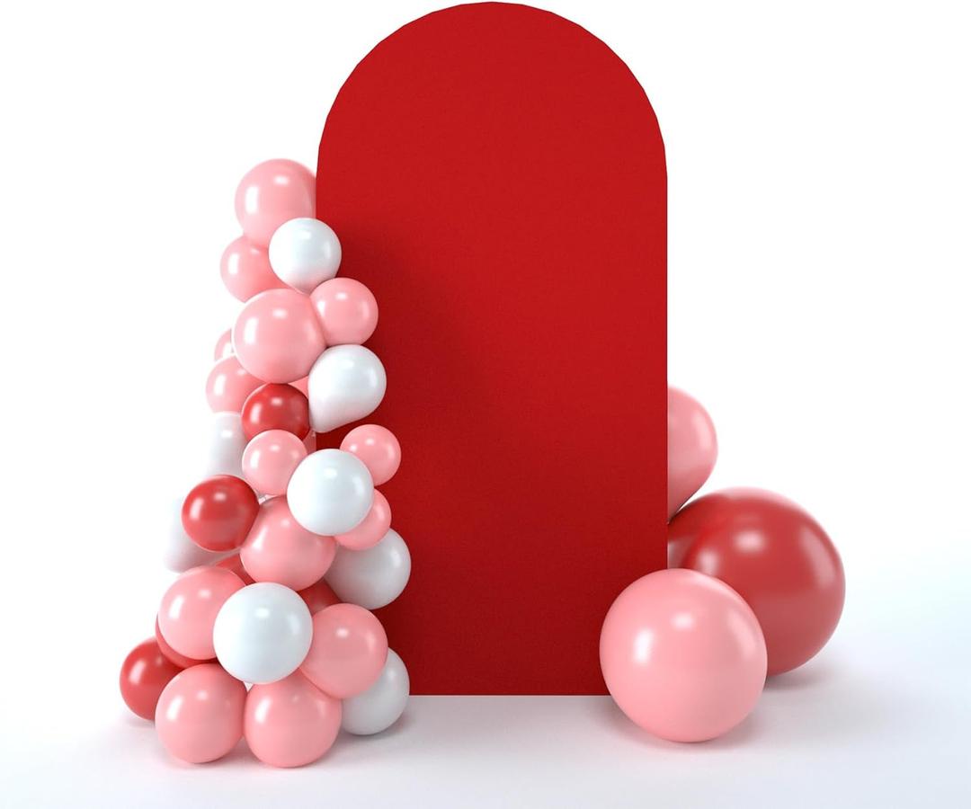 bricia Wedding Arch Backdrop Stand Cover, 6.6FT Double Sided Stretchy Arch Cover Fitted Wedding Birthday Party Banquet Decoration (Red 79.2''Lx39.6''W)