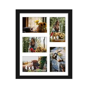 DUENPY 11x14 Collage Picture Frame, 4x6 Collage Picture Frame, Displays Five 4x6 inch Photos, or 11x14 (Without Mat) Wall Decor Wall Hanging or Tabletop, Black. Pack of 4