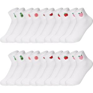 Eurzom 10 Pairs Women Sock Cute Cotton Crew Ankle Gift,Fruits, One Size