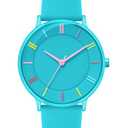Bisley 38mm Blue Watch for Women Silicone Strap Rainbow Dial Easy Reader Wrist Watch for Ladies