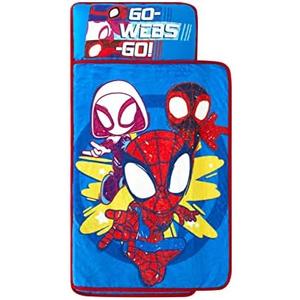 Super Soft Plush Toddler Quilted Nap Mat with Built in Blanket and Pillow