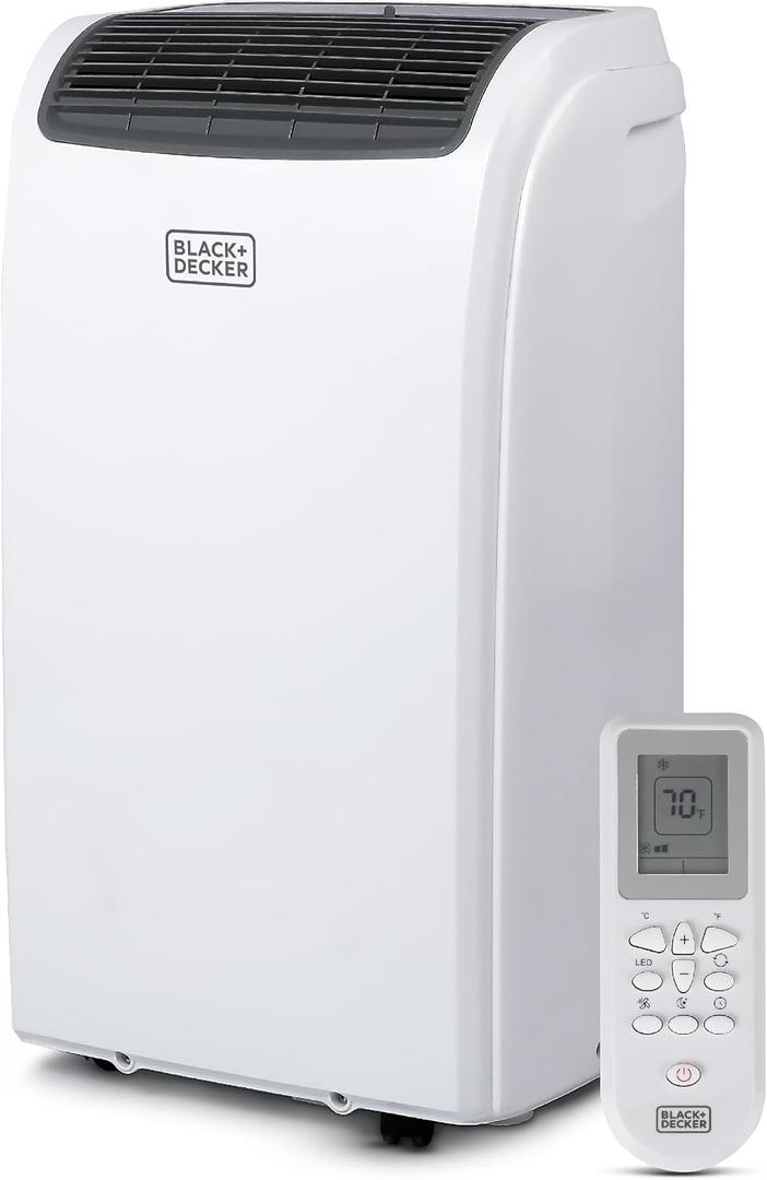 BLACK+DECKER Smart Portable Air Conditioner, 12,000 BTU for Rooms up to 550 Sq. Ft., Smart Portable AC with Follow Me Remote and Window Kit, BPACT12WT, White
