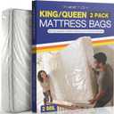 2 Pack Mattress Bags for Moving & Storage - 107" x 78" x 14'' for King / Queen Size, Waterproof & Tear-Resistant, 2.0 MIL Heavy Duty Mattress Cover Moving Supplies