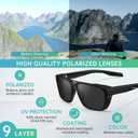 STGATN Mens Polarized Sports Sunglasses with Side Shield & Vent Square Frame UV Protection for Outdoor Activities (Black Frame Grey Lens)