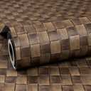 ReWallpaper Brown Rattan Wallpaper Stick and Peel Rustic Basketweave Wallpaper Adhesive Non Textured Boho Woven Pattern Wall Paper Removable Vinyl Contact Paper for Cabinets Shelf Drawer 15.8in10ft