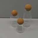 Glass Storage Jars with Ball Cork Lids - 3 Pcs Set, Decorative Round Glass Canisters, Wood Ball Lids, Sizes: 500ML/17Oz, 800ML/27Oz, 1000ML/34Oz