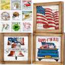 Set of 3 Rustic Wood Frames for Tiered Tray Decor - 36 Interchangeable Seasonal Home Signs for Valentines, St Patrick's Day, All Seasons, 7x7 in
