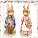Crtiin 2 Pieces Easter Yard Signs with Stakes 39 Inch Large Bunny Lawn Decorations Outdoor Waterproof Easter Lawn Stakes for Garden Yard Party Decorations