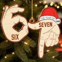 2 x 67 Christmas Ornament - Funny Six Seven Ornaments 2025-67 Meme Wood Hanging Decor for Tree - Gen Z, Gen Alpha Slang Meme Decor Trendy for Teens, Kids, Adults - Funny White Elephant Gifts - 6 7 Gifts