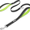 PoyPet 5 Feet Dog Leash - 3M Reflective - 2 Cushioned Handles - Functional Car Seat Belt(Green)