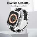 Compatible With Apple Watch Band and Case Iwatch Ultra Series 11 10 9 8 7 6 5 4 3 2 1 SE 42mm 46mm 49mm 45mm 44mm 41mm 40mm 38mm Men Women Classic Executive Classy Stainless Steel Metal Business (Black/Silver)