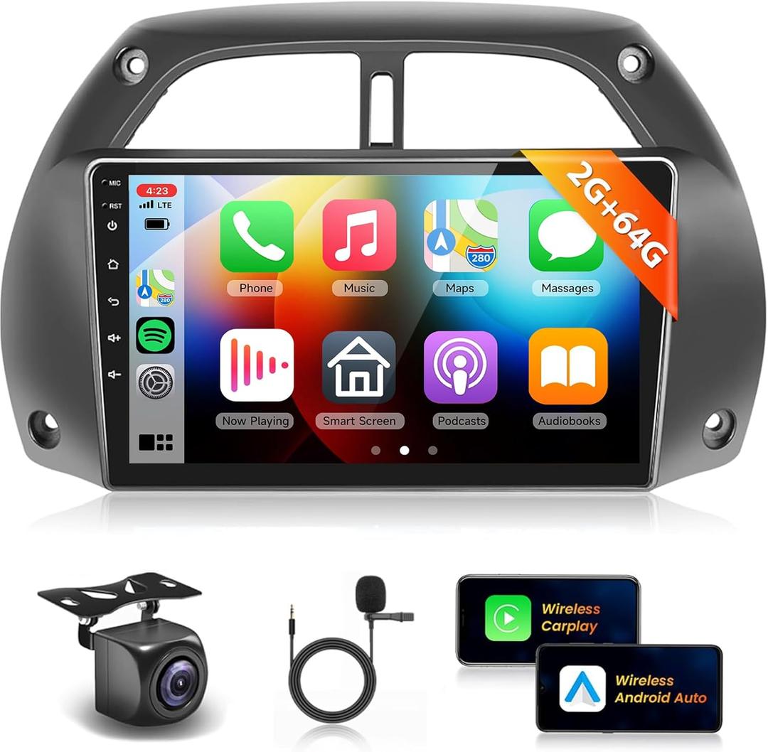 16EQ 2G 64G Radio for Toyota RAV4 2001 2002 2003 2004 2005 2006 Car Stereo with Wireless CarPlay Android Auto,9'' 1080P HD IPS Touch Screen,Bluetooth,28UIs,FM/RDS,GPS WiFi MirrorLink Backup Camera