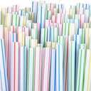 3 x Black Duck Brand [200 Pack] Flexible Disposable Plastic Drinking Straws - 8" Long - Assorted Striped Colors (200)