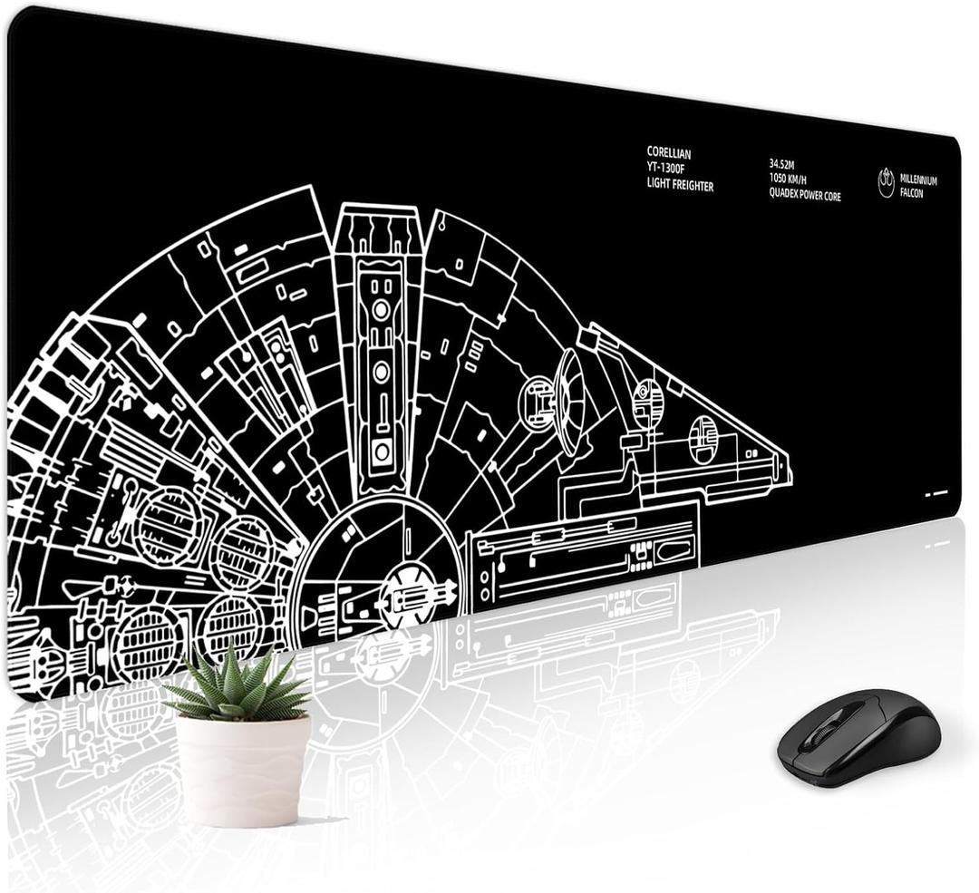 Mousepad Desk Mat Gaming Large Keyboard Cute Office Desktop Computer Laptop Black XXL Long Giant Big Cool Modern Design Unique for Women Girls Men Boys Gamer Oversized Wide 30x12'' Mousepad