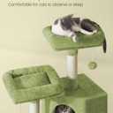 Feandrea Cat Tree, 45.3-Inch Cat Tower, Plush Condo with Scratching Post, Ramp, Perch, Spacious Cave, for Small Space, Grass Green UPCT141C01