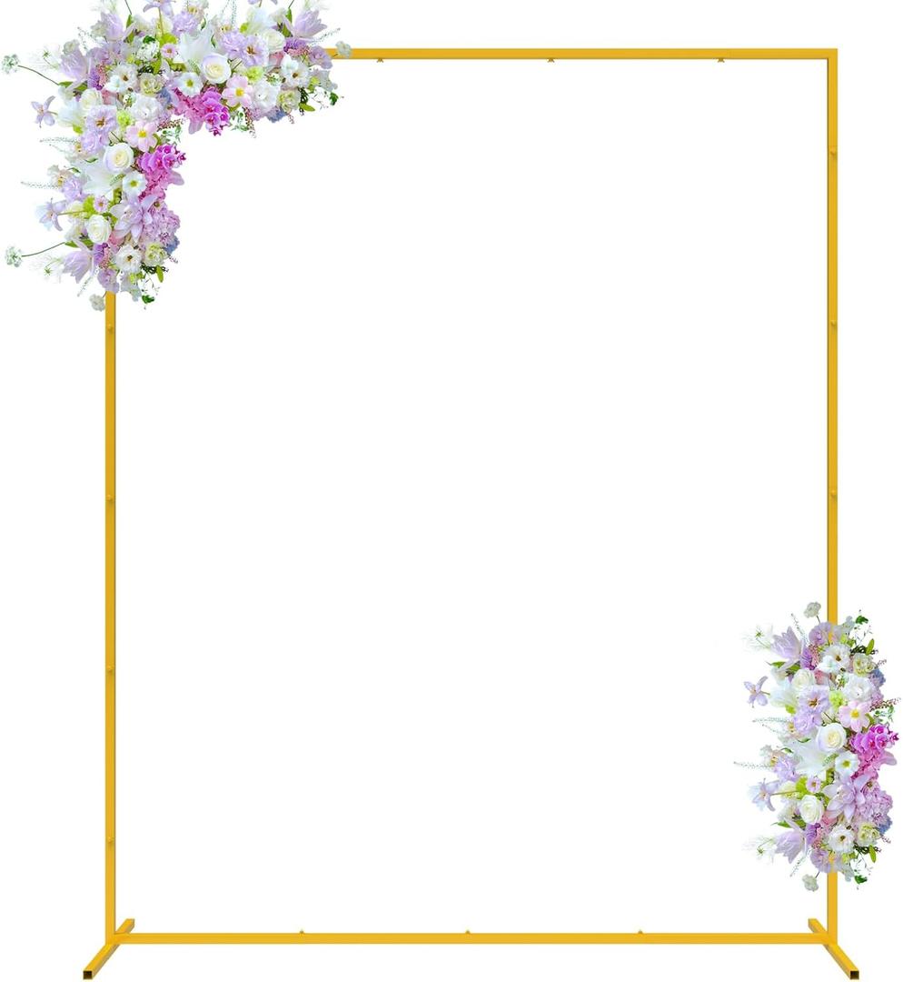 6.6FT x 5.2FT Gold Wedding Arches for Ceremony Rectangular Metal Balloon Arch Stand Kit Garden Floral Square Arch Frame Background for Anniversary Birthday Party Bridal Shower Decoration Home Decor