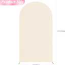 Wokceer 7.2FT Wedding Arch Backdrop Cover Spandex Fitted Beige Backdrop Arch Covers Round Top Chiara Arches Cover for Birthday Party Ceremony Banquet Decoration