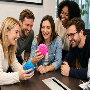 Fuzz Ball Squishy 3 Pcs, Squishy Fuzz Ball Soft Sensory Squeeze Toys, Stress Balls for Adults, Anxiety Stress Relief Fuzzball, Office Desk Decor (Pink, Blue & Green)