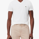 Lacoste Men's Short Sleeve V-Neck Pima Cotton Jersey T-Shirt, Size L