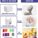 SELEAD Foam Clay White 500g - Moldable Air Dry Ultra-Light Modeling Clays for Adult Cosplay, Sculpting, Arts & Crafts - with 80g Colored Clay
