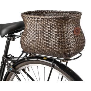 CXWXC Rear Bike Basket - Handmade Rattan Bicycle Rear Basket with Waterproof Cover - Large Capacity Bike Basket for Beach Cruiser (Dark Brown)