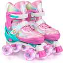 Roller Skates for Kids Girls Boys 4 Size Adjustable Kids Roller Skates with Wheels Light up for Children, Teens, Beginner & Advance, Indoor Outdoor (Small (10C-13C US)/AGE 4-7 Yrs)