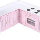Dollhouse Kitchen Furniture Kit 1:12 Dollhouse Miniature Wooden Kitchen Cabinet Fridge Set Dining Room Furniture for 1:12 Doll House Miniatures Scenes Accessories