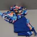 Yonique Women's Tankini Swimsuit - Two Piece Bathing Suits with Shorts Tummy Control Swimwear Blue Flowers S