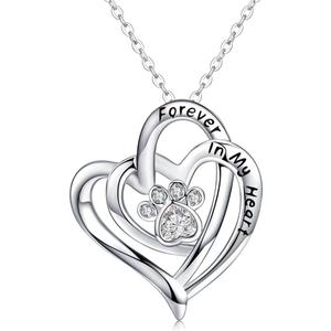 2 x Cynlsum Dog Memorial Gifts Remembrance Necklace: Loss of Dog Sympathy Gift- Personalized Pet Necklace for Women Pet Lovers Puppy Bereavement Gift Keepsake Passing Away Gifts (Stainless)