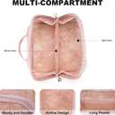 2026 New Makeup Bag for Women Girls,Lace Large Capacity Cosmetic Bag,Open Flat Travel Toiletry Bag,Hollow Out Makeup Organizer Bag With Divider and Handle(Pink)