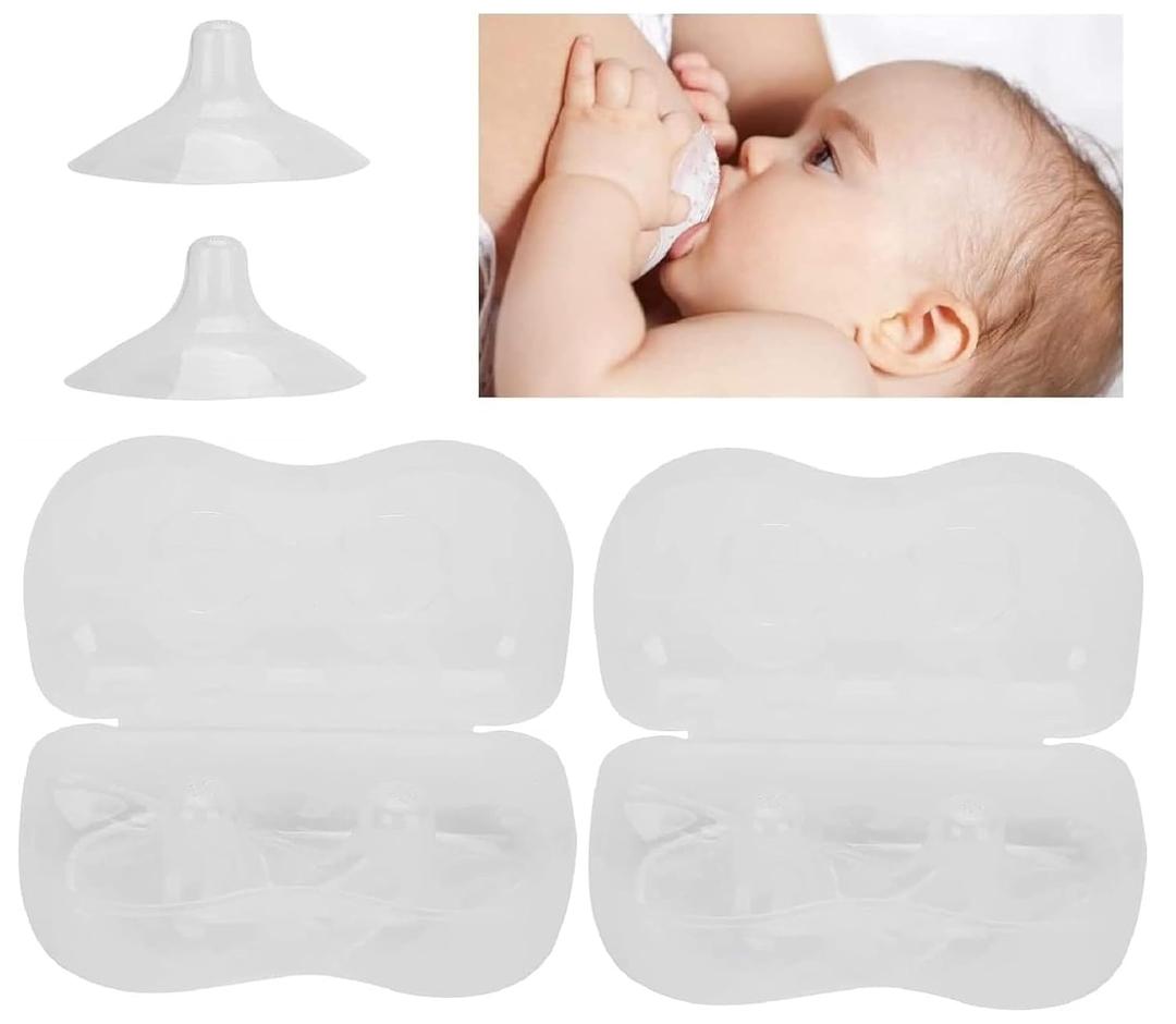 Nipple Shields for Nursing Newborn for Women Breastfeeding Baby Premium Contact Nippleshield for with Latch Difficulties or Flat or Inverted Nipples Clear (20mm/0.78inch, 4, Count)