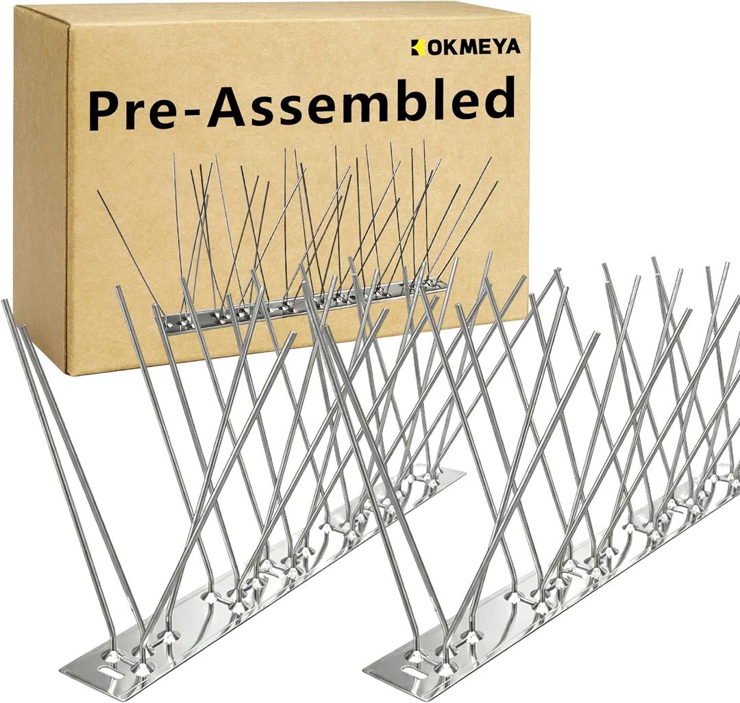 Bird Spikes 9.84FT Install,304 Stainless Steel Bird Deterrents Spikes for Outside to Keep Birds Away Bird Scare Devices Outdoor,12Pcs (Metal)